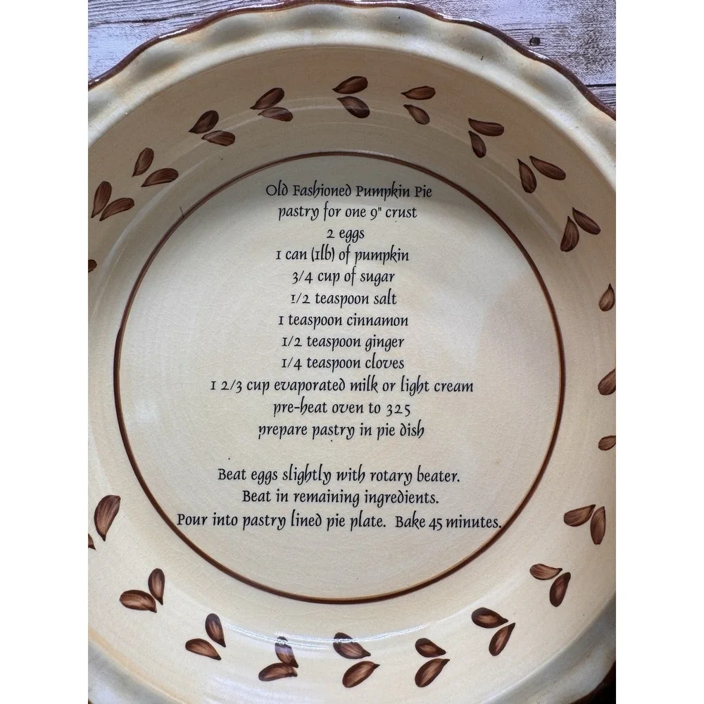 Vintage Pumpkin Pie Keeper Kate Williams Ceramic Pumpkin Pie Plate with Cover